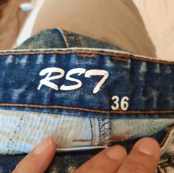 RS7 royal seven Distressed Acid Wash Mens Casual  Flex Jeans Size 36 X 32 - Picture 8 of 9
